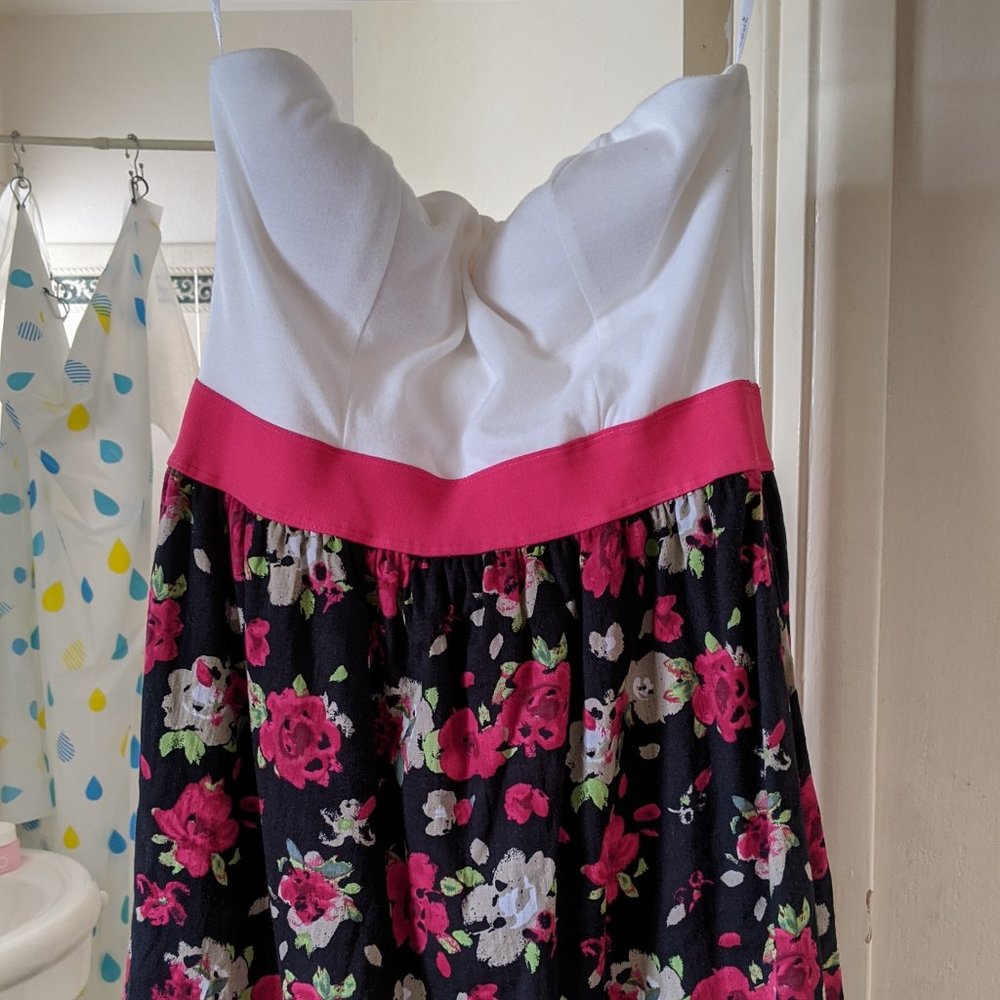 Strapless Floral Papaya Dress